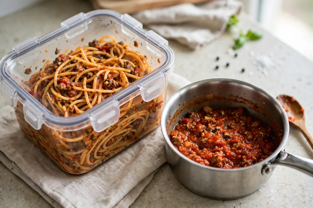leftover-spaghetti-meat-sauce-storage